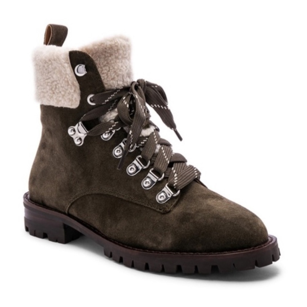 Rebecca Minkoff Jaylin Olive Suede Ankle Boots with Shearling | NWT | size 11